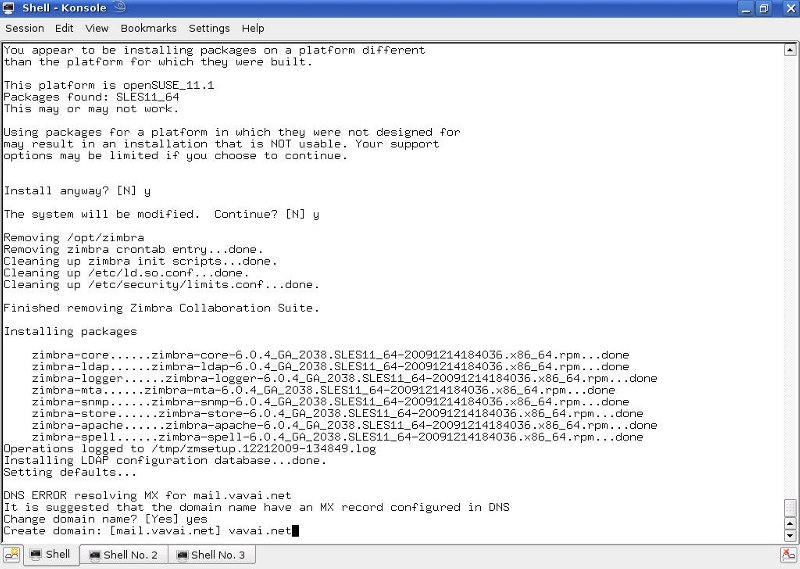 Installing Zimbra 6.0.4 on openSUSE 11.1 64 bit – Part 3