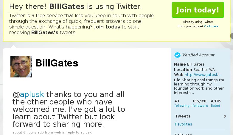 Bill Gates Twitter Account